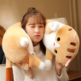 Peluche de gato de caricaturas suave almohada larga