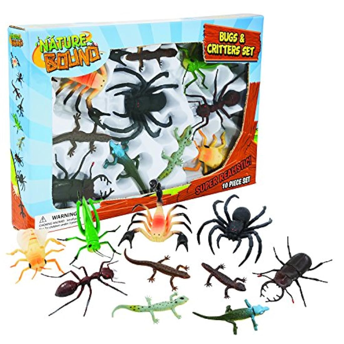 caja con figuras de insectos y animales, (10 piezas),grande