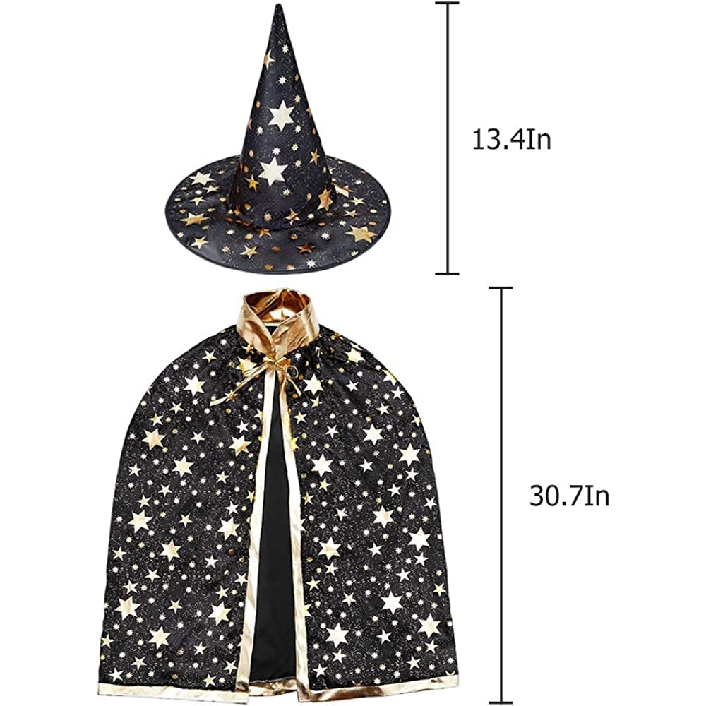 Disfraz de mago con sombrero para niños talla unica negro