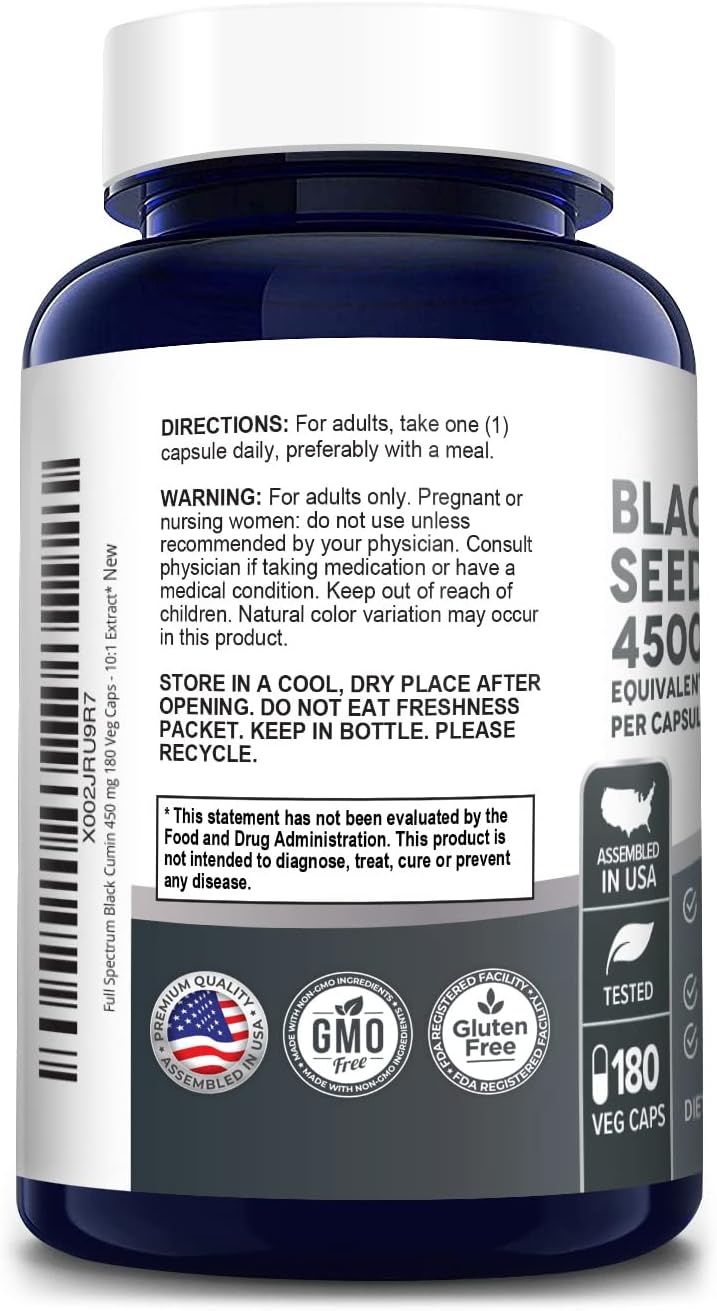 Extracto de Semilla de Comino Negro 4500mg NusaPure 180 Capsulas