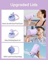 Botella de agua aislada BUZIO 64oz, acero inoxidable, con tapa