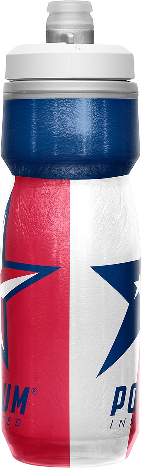 CamelBak Podium Chill Botella de agua aislada para bicicleta, botella fácil de apretar, se adapta a la mayoría de jaulas de bicicleta, 21 onzas, Texas