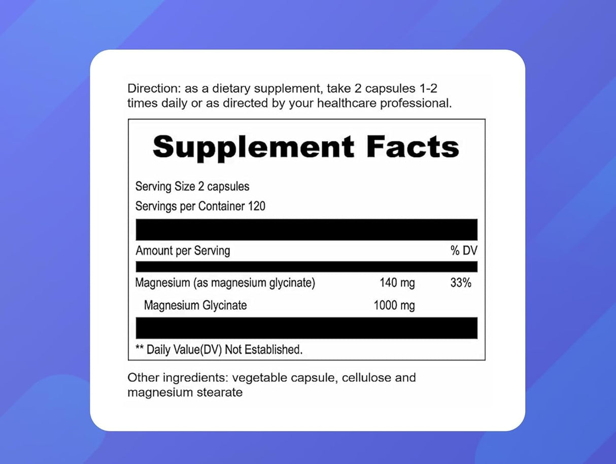 UpNourish Magnesio Glicinato 500mg Cápsulas - Calm & Sueño