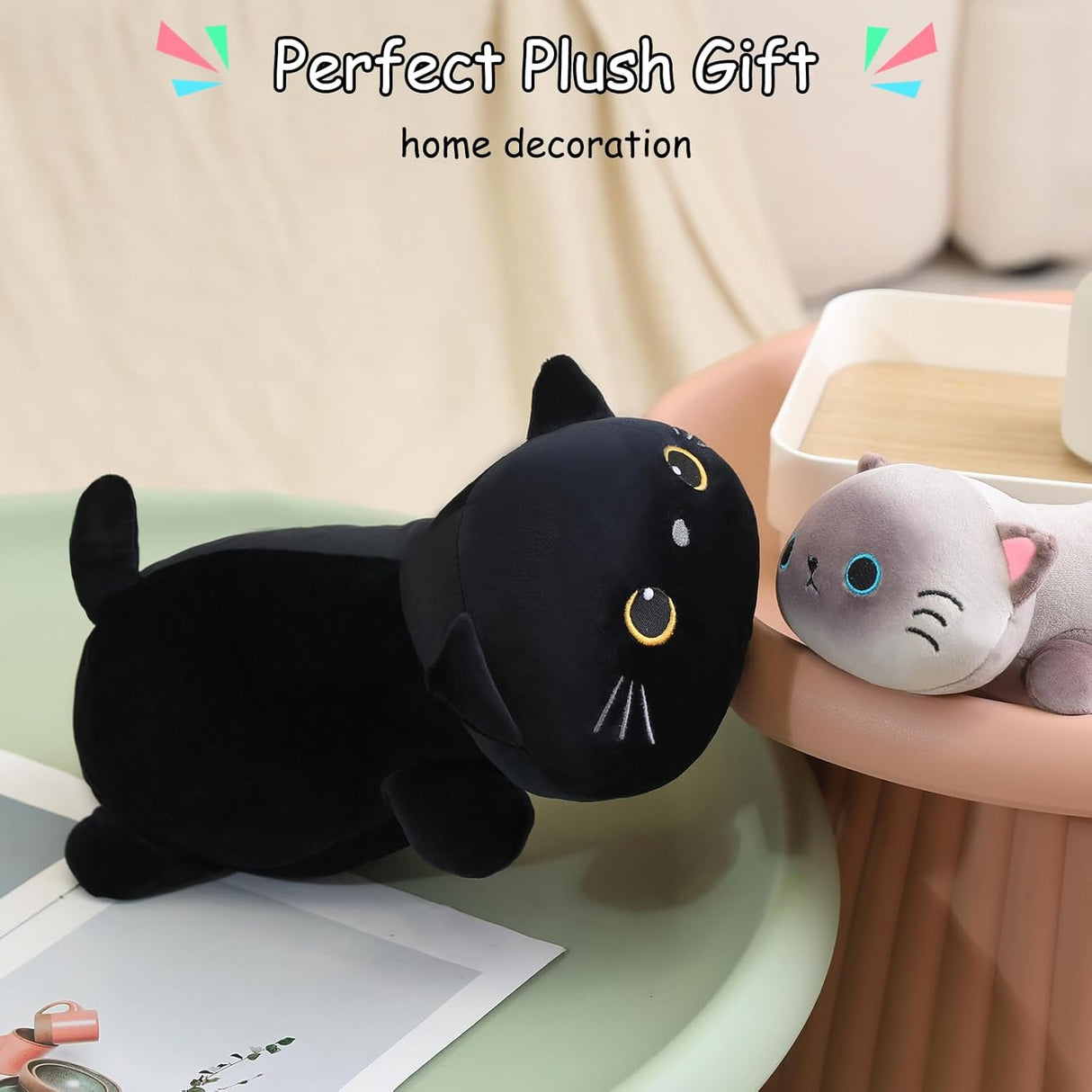 Plush gato negro pesado SQEQE, anti-ansiedad, 9.8 pulgadas