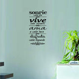 Vinilo decorativo Sonrie Vive - Reglas familiares en español 23.6x7.8