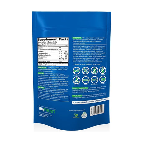 Suplemento Keto Elevate aceite puro C8 MCT en polvo 20 porc