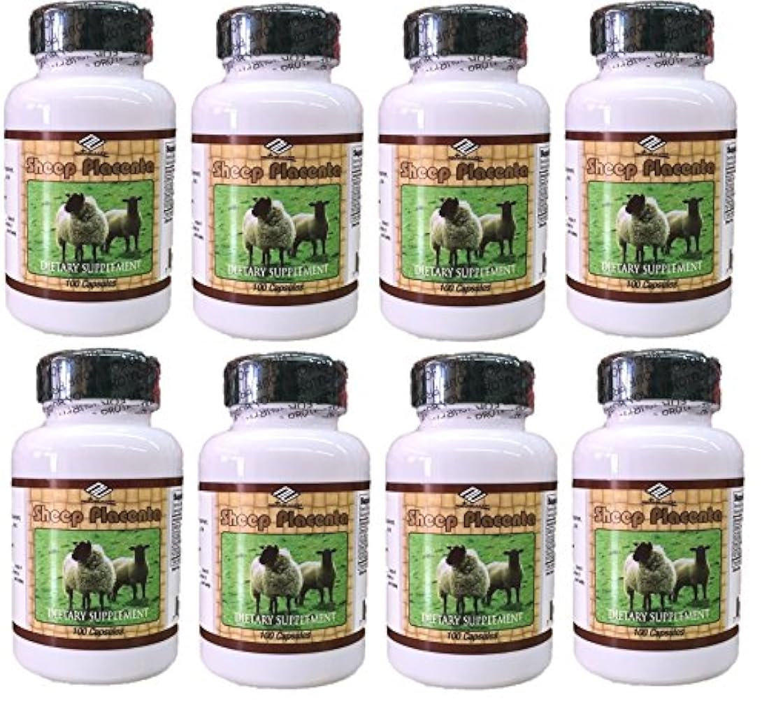 8 x Oveja placenta Complex 100 Cápsulas, hacer en EE. UU., fresco, nuevo tema Buena producto.