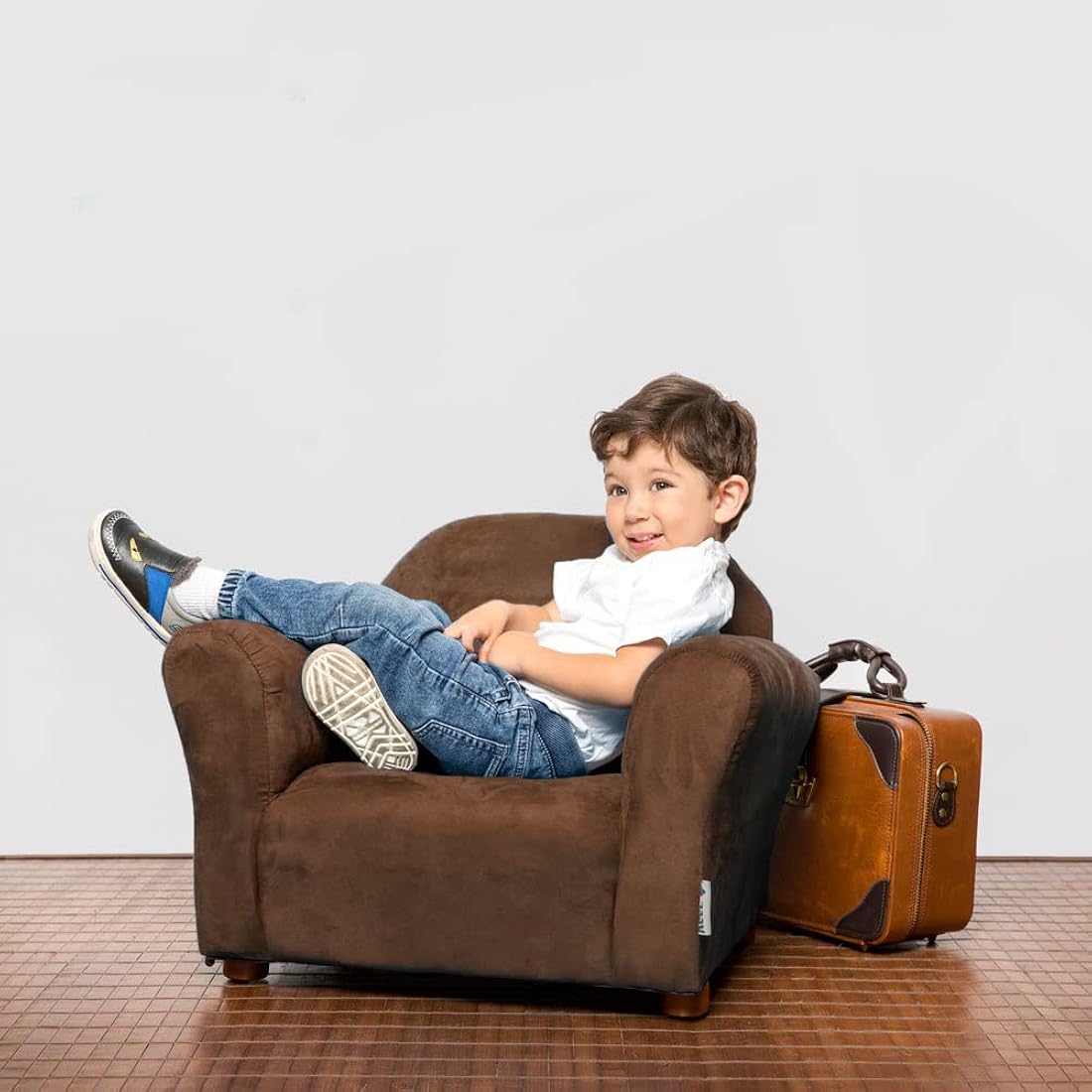 Keet Silla de felpa para niños, 2-5 años, color marrón