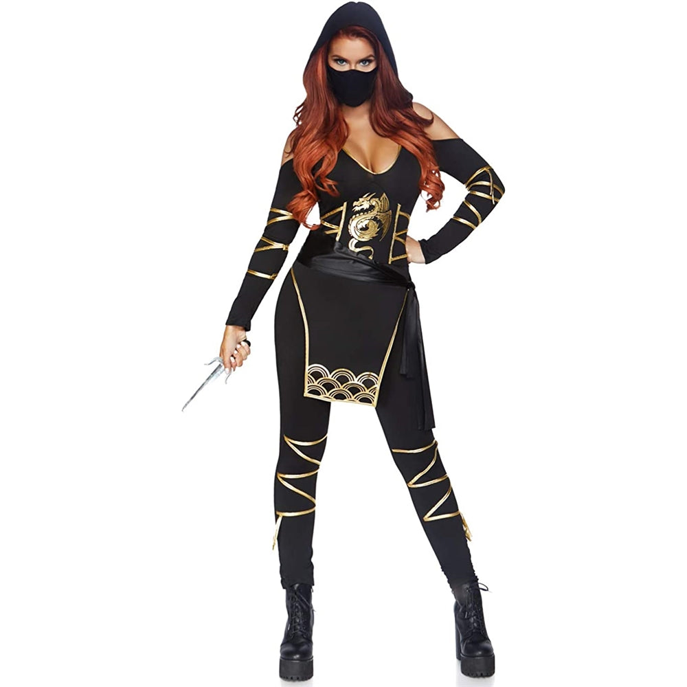 Disfraz de ninja sigiloso de 3 piezas para mujer talla M