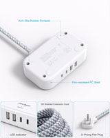 Cruise Essentials, cable de extensión plano de 5 pies, 3 tomas