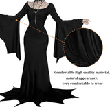 Disfraz Morticia YOGFIT con mangas de murciélago para Halloween