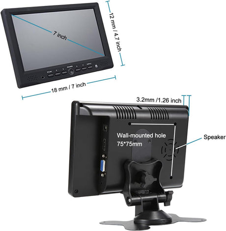 Monitor Mini 7” HD 1080P, Pantalla LCD 1024x600, Portátil