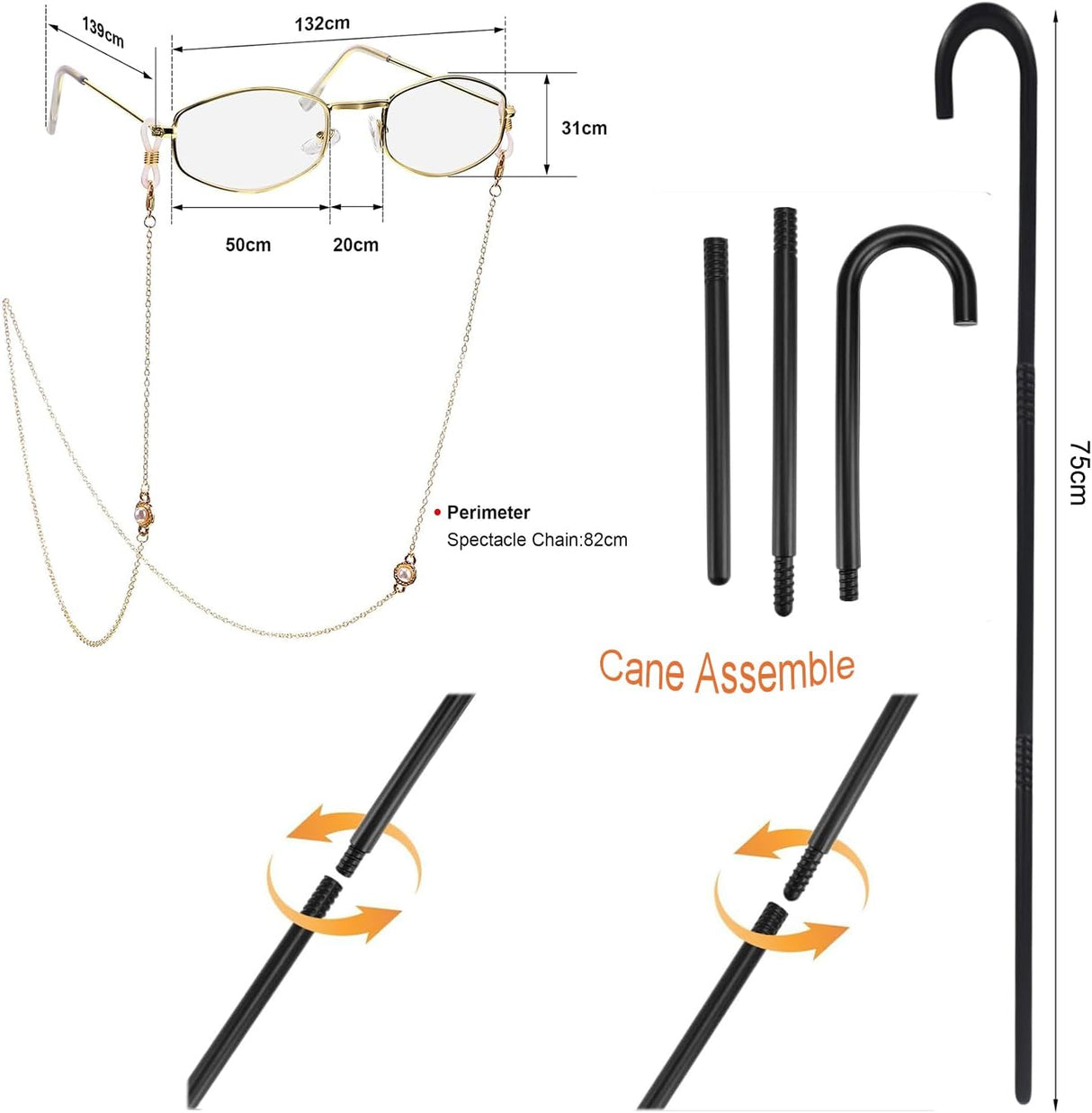 Disfraz de Vieja para Niñas 11 Pcs, Accesorios Cosplay S