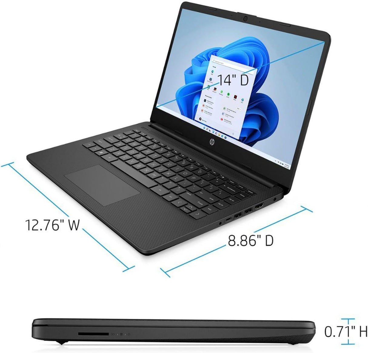 Portátil HP 14 HD, Intel N4120, 16GB RAM, 64GB eMMC