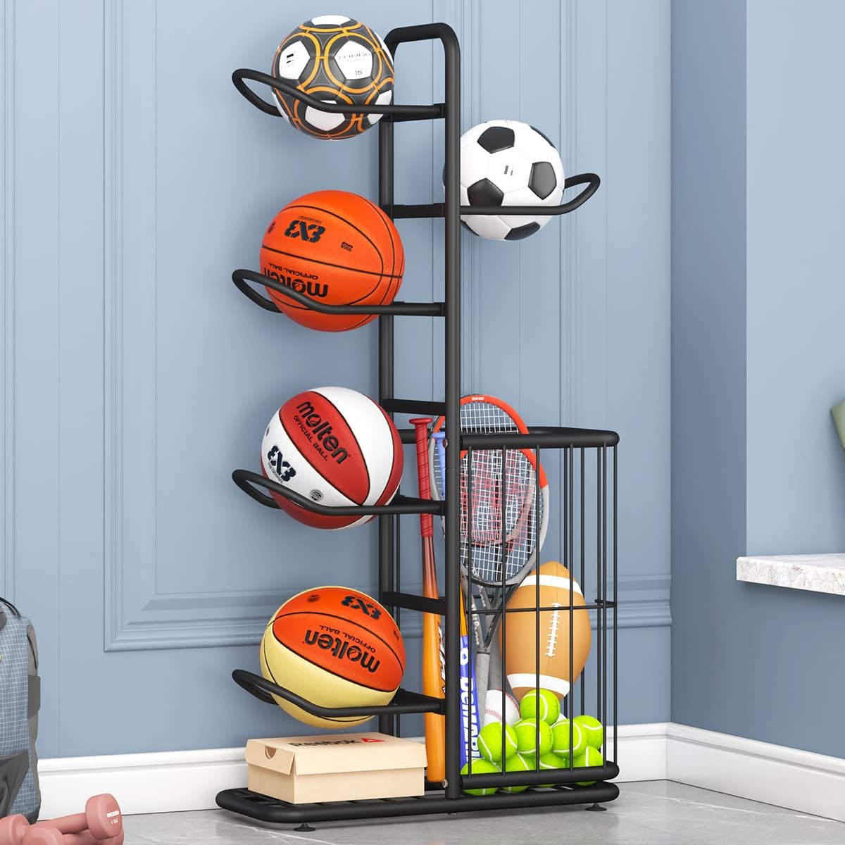 Estante ajustable para pelotas deportivas Organizador