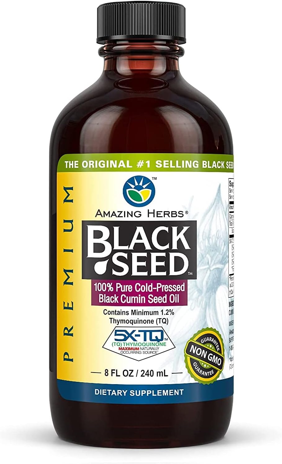 Aceite de Semilla Negra Amazing Herbs 8 oz - Salud Digestiva