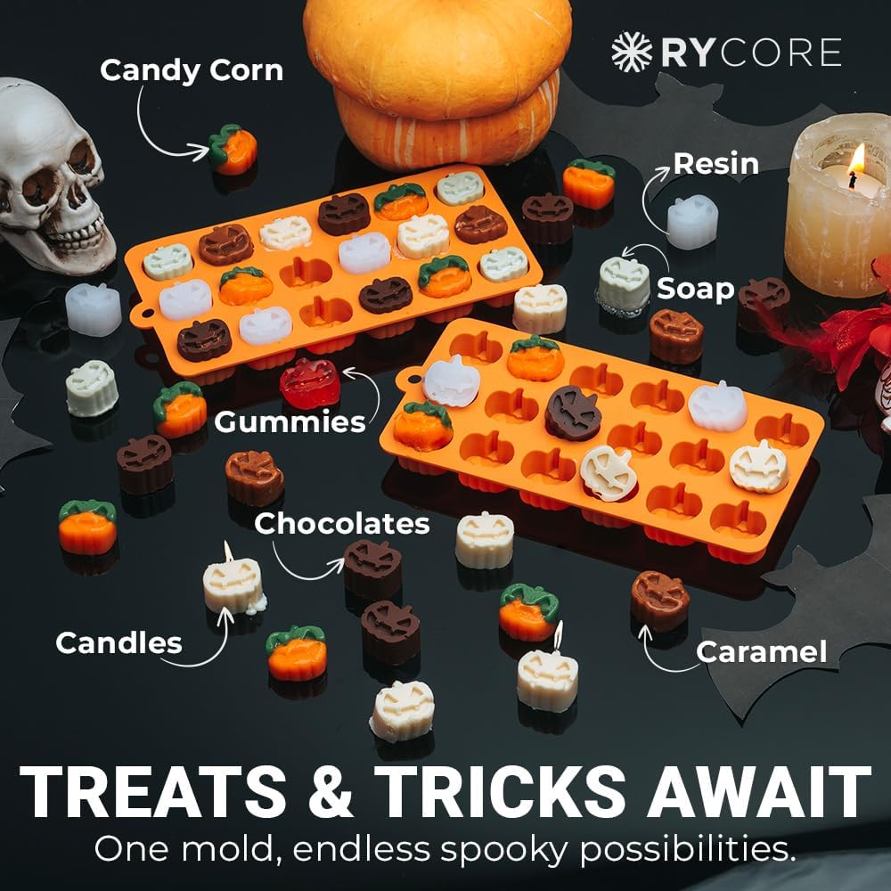 Moldes de Silicona para Halloween 2-Pack, 18 Calabazas, BPA Free
