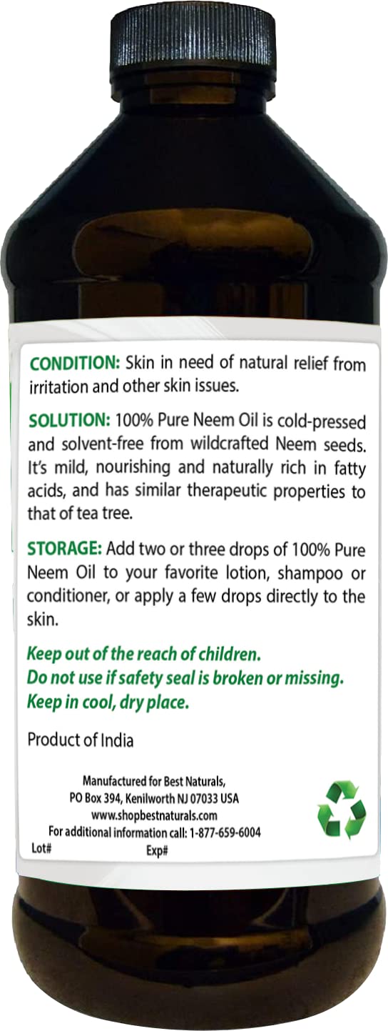 Suplemento Best Naturals Aceite de neem 100% puro  16 onzas