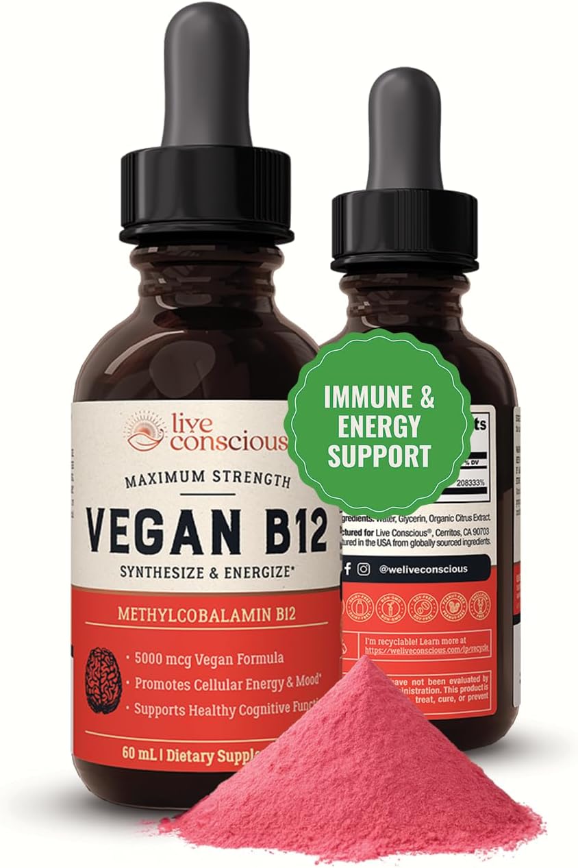 Gotas sublinguales de B12 vegano Live Conscious 5000mcg
