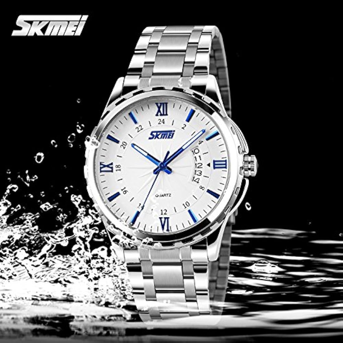 Reloj clásico de cuarzo para hombre con correa de acero inox