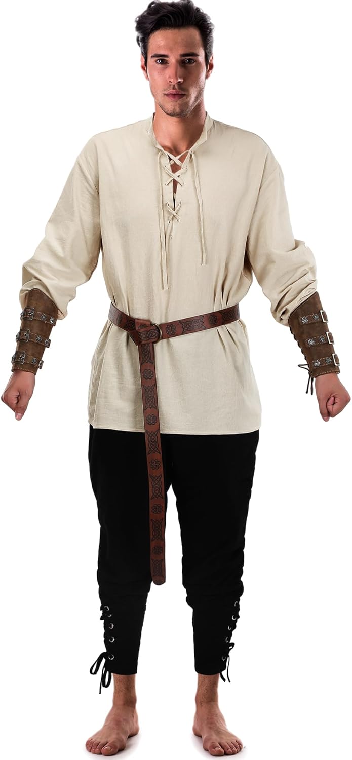 Set de Disfraz Medieval para Hombre Jiuguva, 4 Pcs, Vikingos