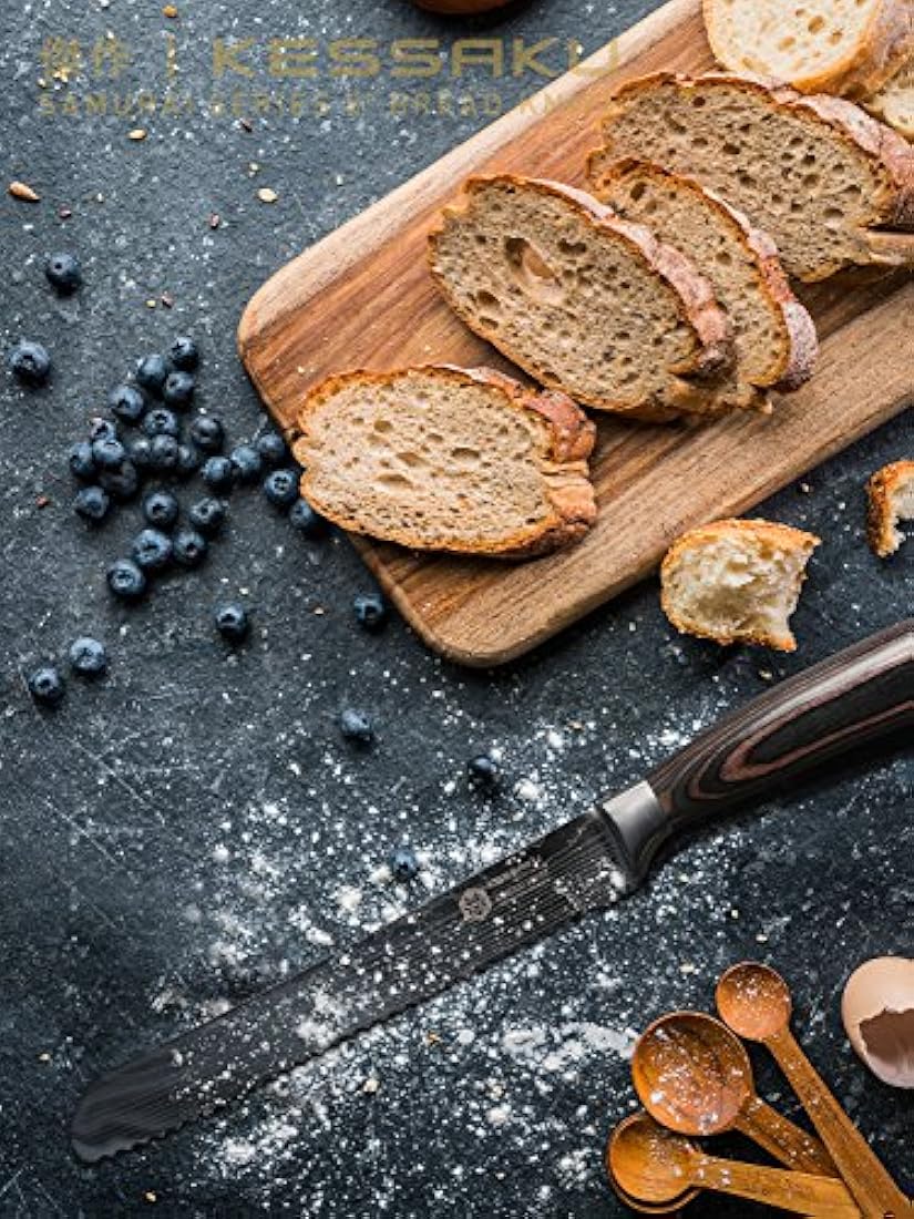 kessaku - cuchillo de pan grabado acero de alto carbono