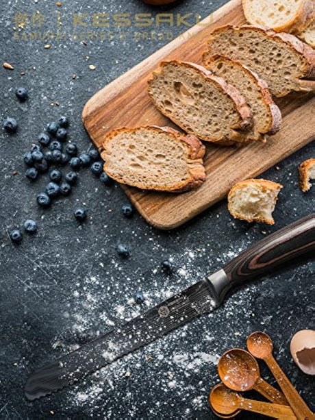 kessaku - cuchillo de pan grabado acero de alto carbono