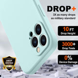 BossKiss Funda compatible con iPhone 13 Pro Max, funda de silicona líquida de alta calidad [tacto aterciopelado] [2 protectores de pantalla de vidrio templado 9H], funda de kit de protección completa a prueba de golpes, color menta