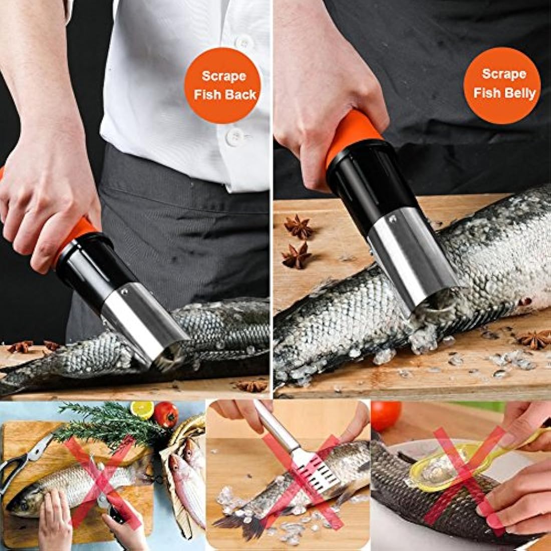 Kit de limpiador de escamas de pescado eléctrico con cable
