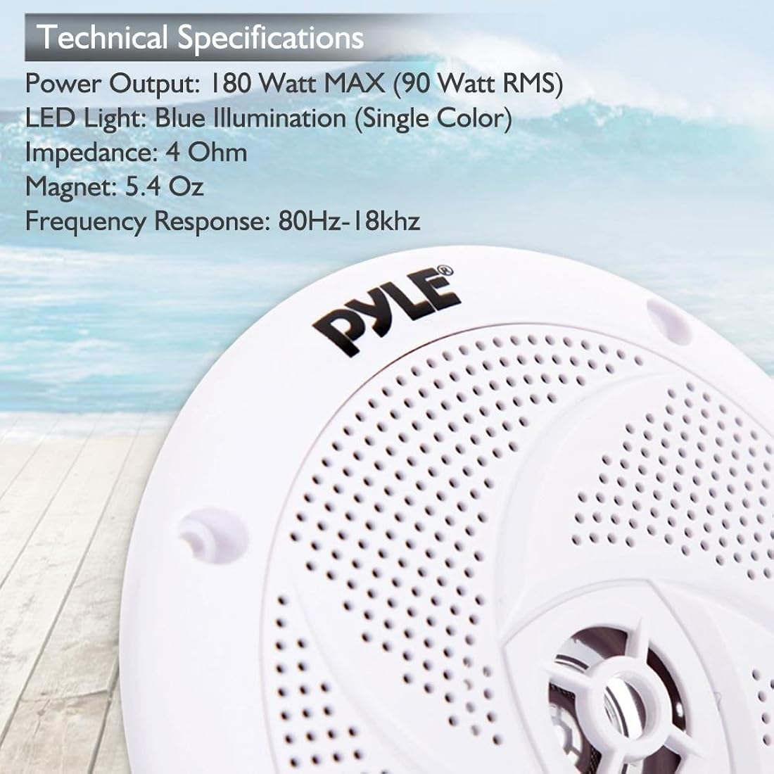 Parlantes marinos blancos PYLE PLMRS53WL