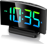 Reloj Despertador Digital Curvo con 5 Brillos, 2 Volúmenes, 3 Tonos