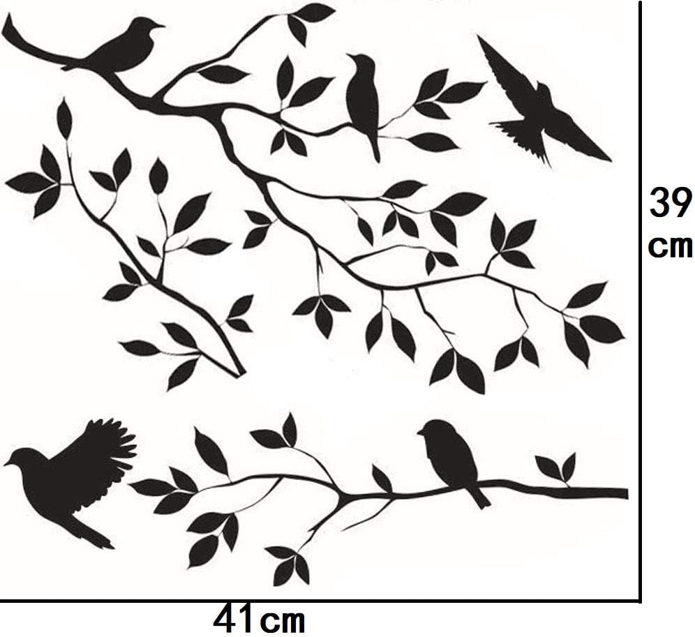 BIBITIME Vinilo adhesivo de pared de pájaro de árbol