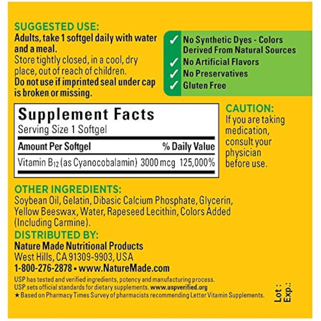 Vitamina B-12 softgels, 3000 mcg, 60 Count, 2720, 60, 1