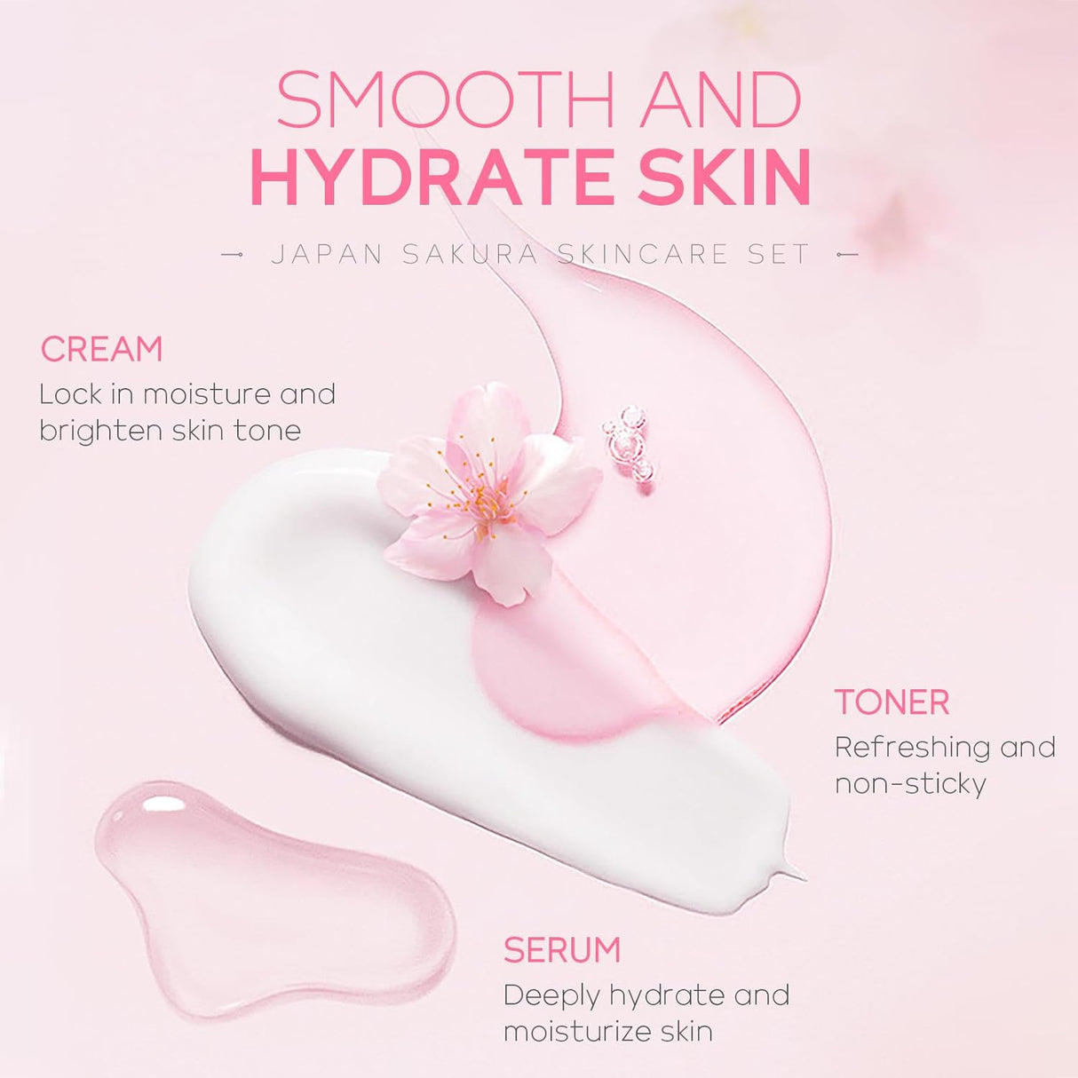 Kit Cuidado Piel Sakura Japón Mujeres con Limpiador y Cremas