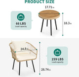 YITAHOME Juego de 3 piezas de mimbre para patio al aire libre, juego de muebles de ratán para todo tipo de clima con mesa y cojines, sofá seccional al aire libre para patio, balcón, patio trasero, terraza