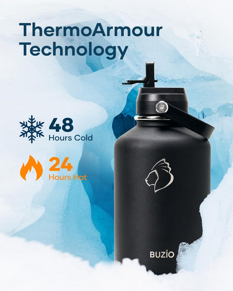 Botella de Agua Insulada 64oz BUZIO, Acero Inoxidable, Modelo