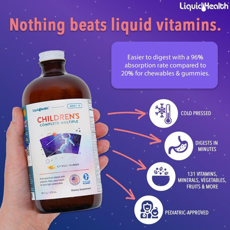 Multivitamínico líquido completo para niños fibra prebiótica
