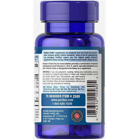 Suplementos Zinc para el acné 100 tabletas