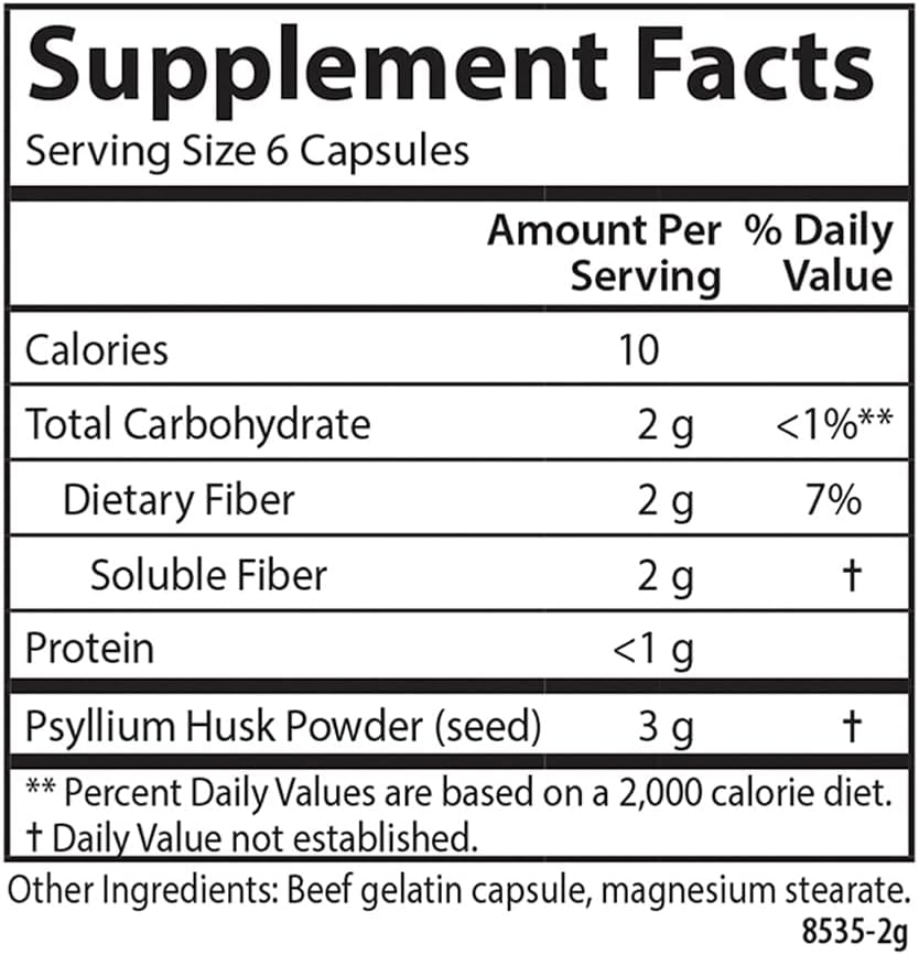 Cápsulas de Psyllium Husk, Carlson, 3 g, 300 cápsulas