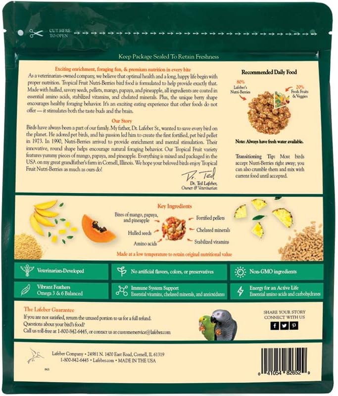 LAFEBER&#39;S Tropical Fruit Nutri-Berries Alimento 3 libras