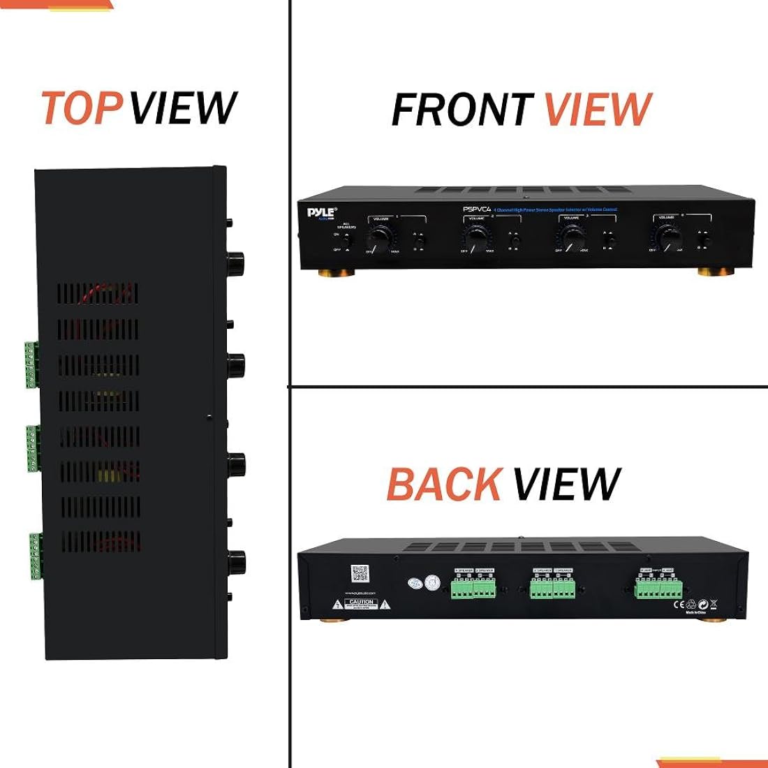 Amplificador de conmutadores de 4 zonas PYLE-HOME PSPVC4