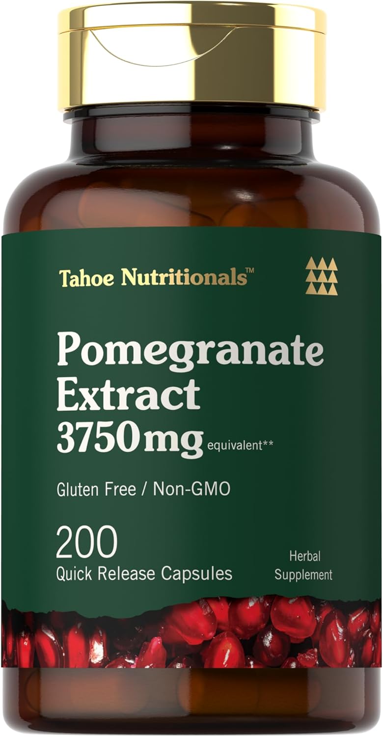Extracto de Granada | 200 Cápsulas | 3750 mg | No GMO, Sin Gluten