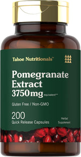 Extracto de Granada | 200 Cápsulas | 3750 mg | No GMO, Sin Gluten