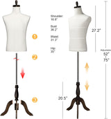 Maniquí Masculino Bonnlo con Tripié de Madera, Ajustable
