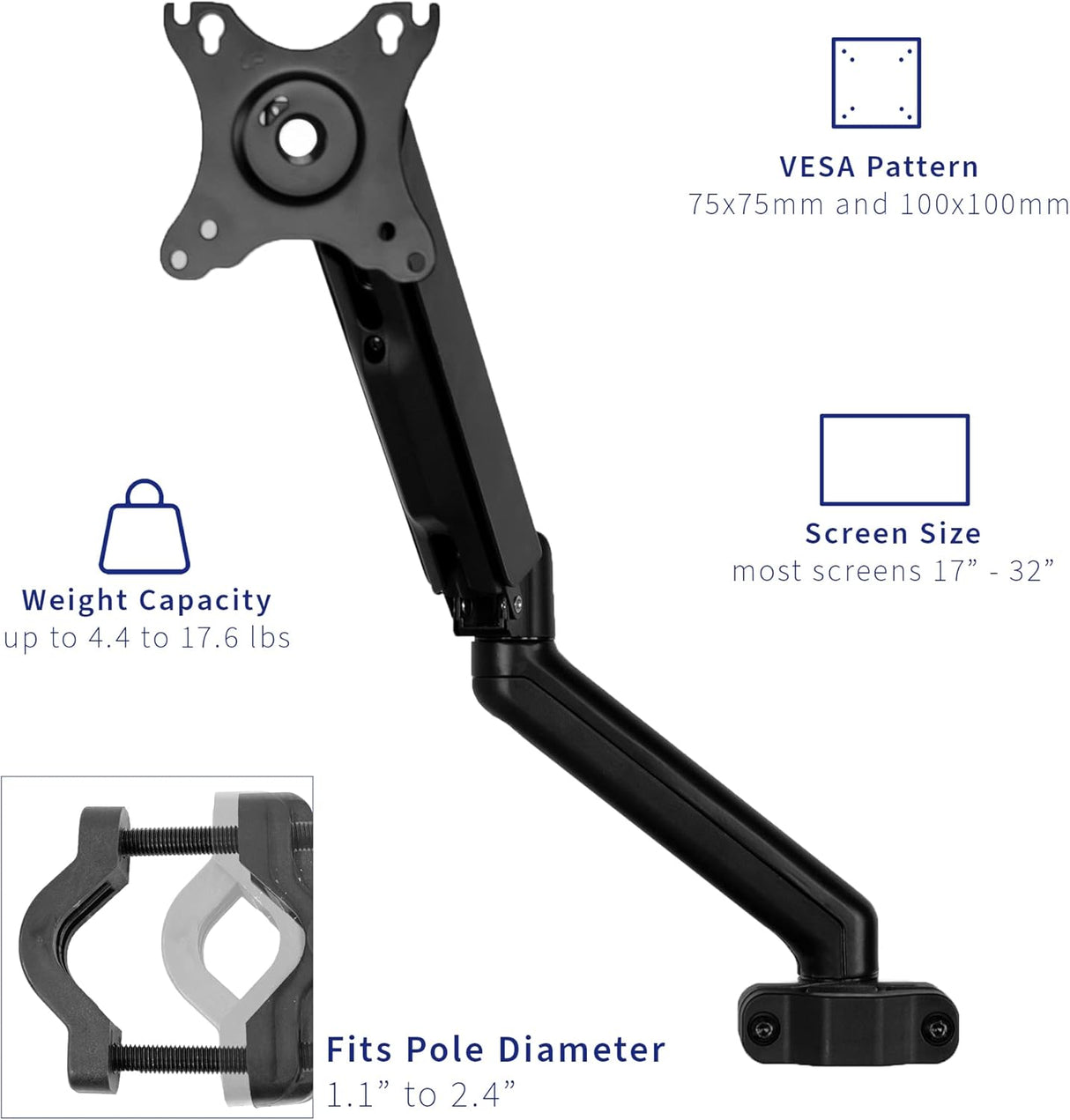 Soporte de monitor VIVO, brazo articulado, MOUNT-POLE05O