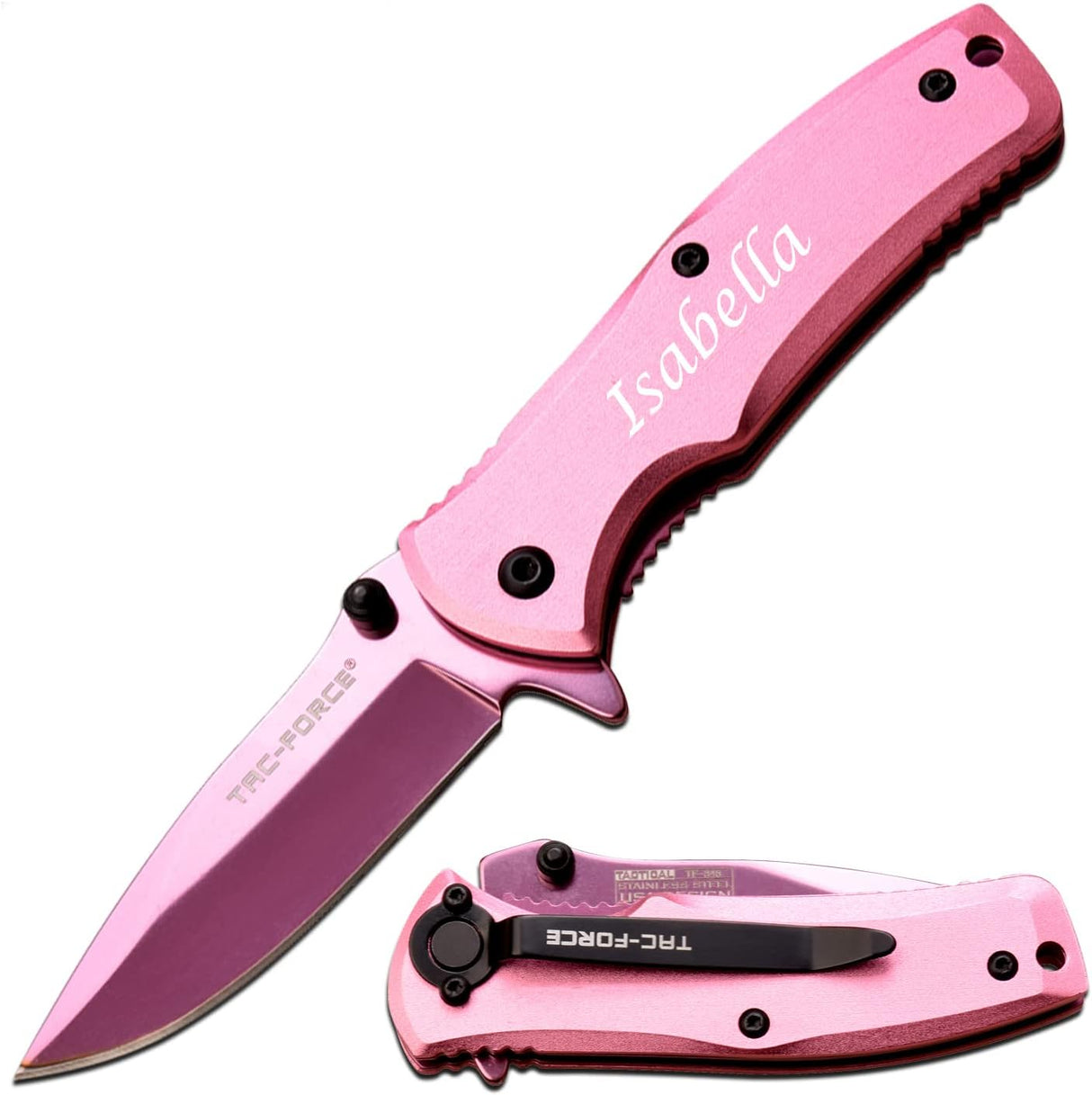 Cuchillo de bolsillo de acero inoxidable grabado gratis TF-848PK