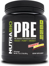 Suplemento NutraBio PRE Entrenamiento V5 de fresa y limón