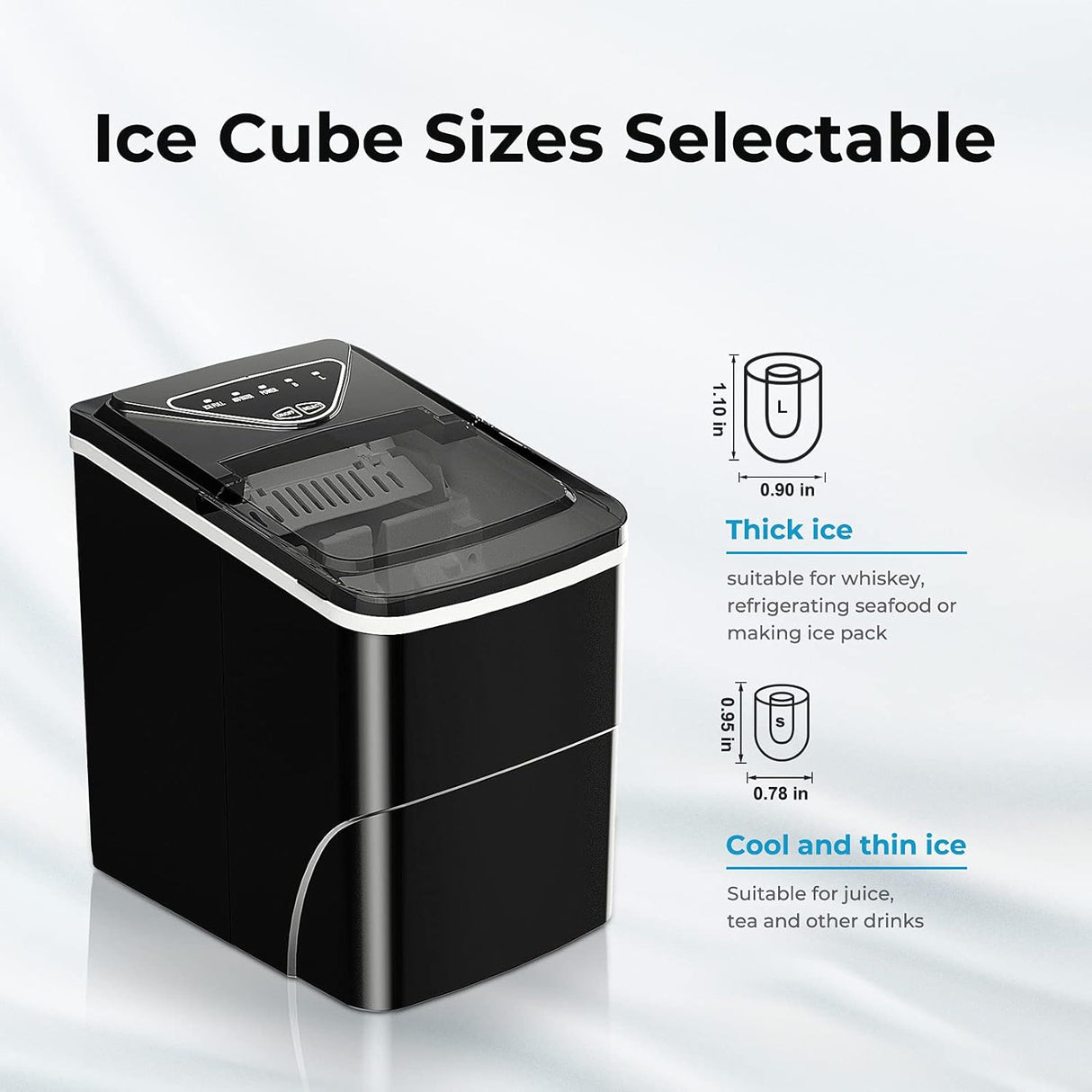 Máquina de Hielo Portátil, Función Autolimpiante, 26lbs/24h