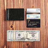 YBONNE - Cartera fina con clip para dinero, de cuero