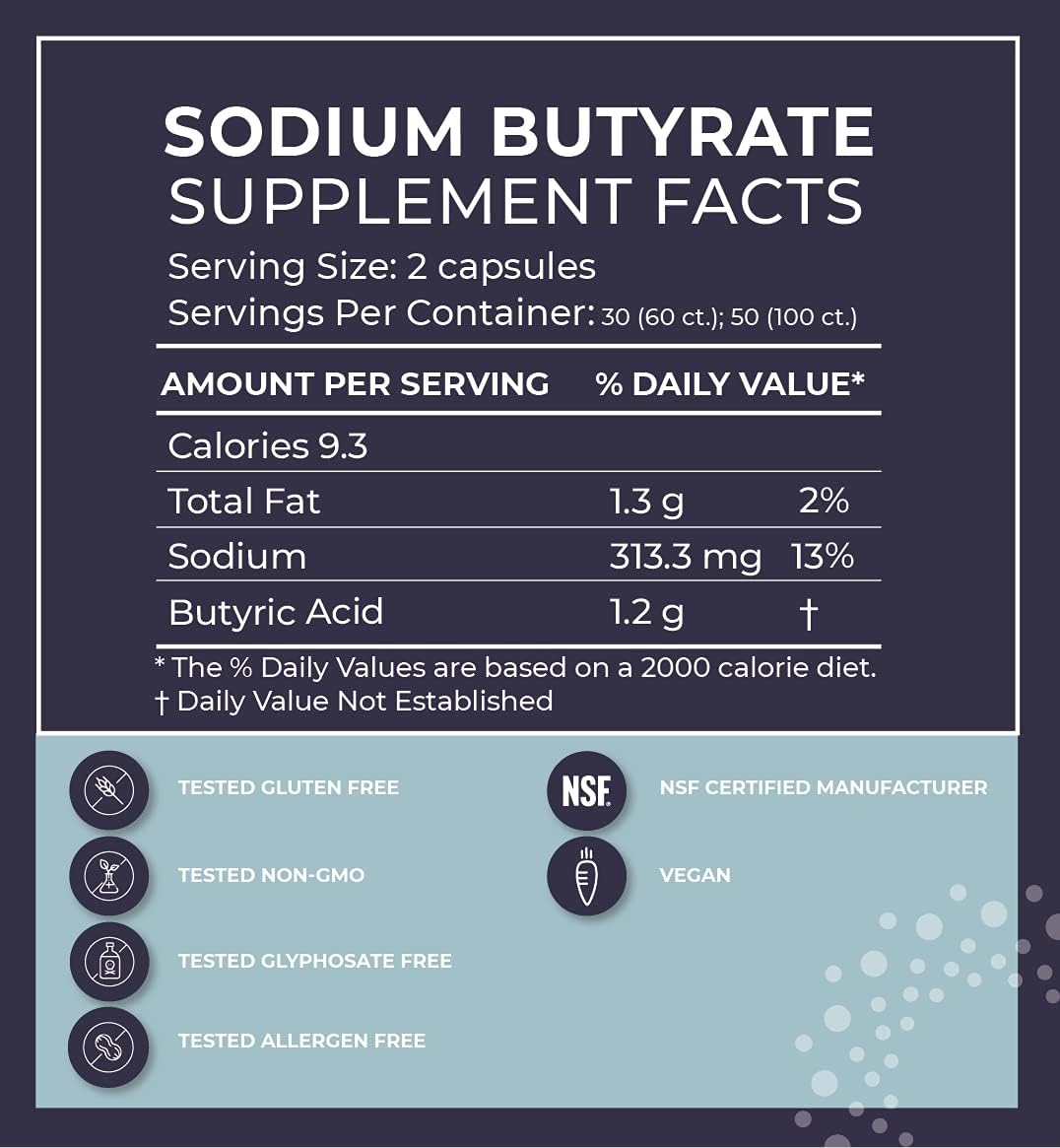 Suplemento para la salud intestinal butirato + sodio 100und